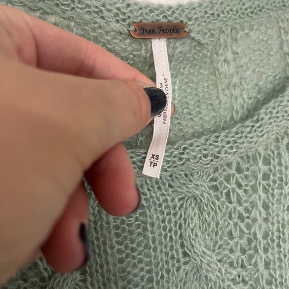 Free People / Angel Soft Pullover Sweater Mint Fresh Combo Alpaca Wool Blend XS - Picture 10 of 16